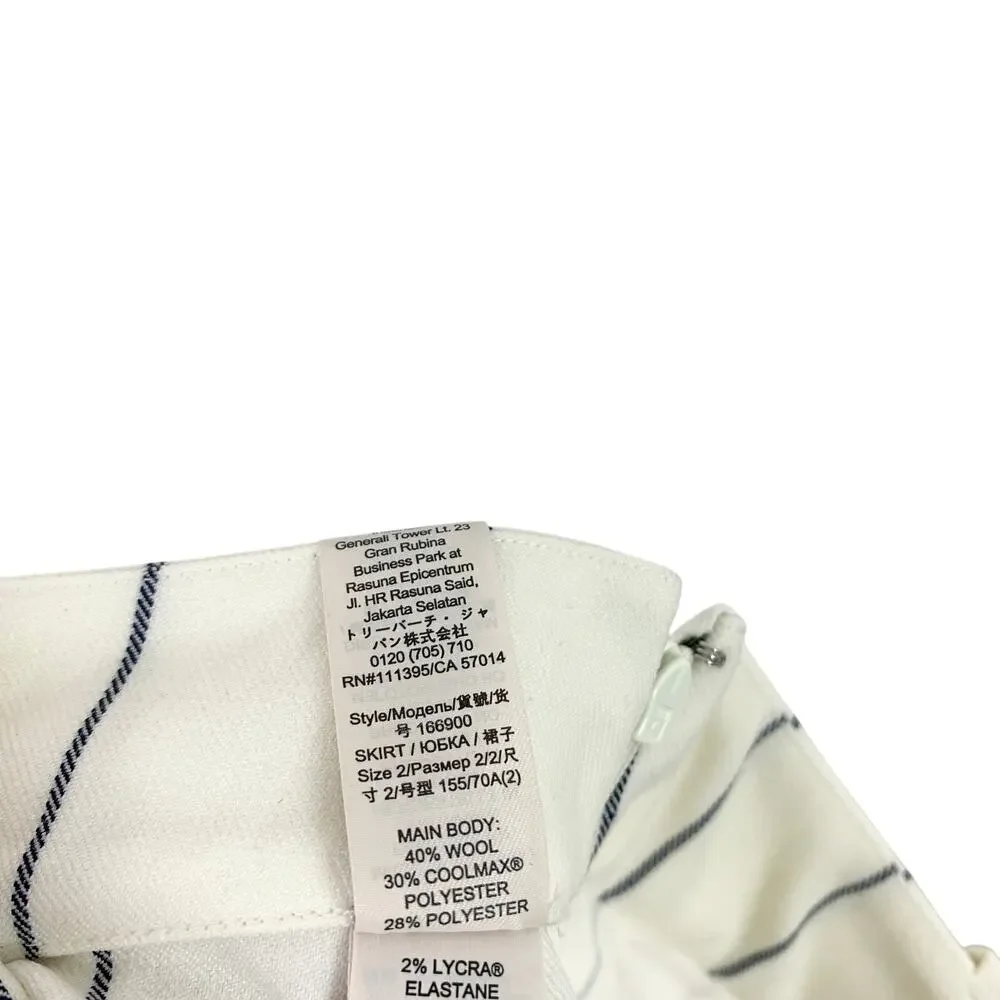 Tory Burch Wool Performance Pleated Golf Mini Skirt New Ivory Light Stripe 2